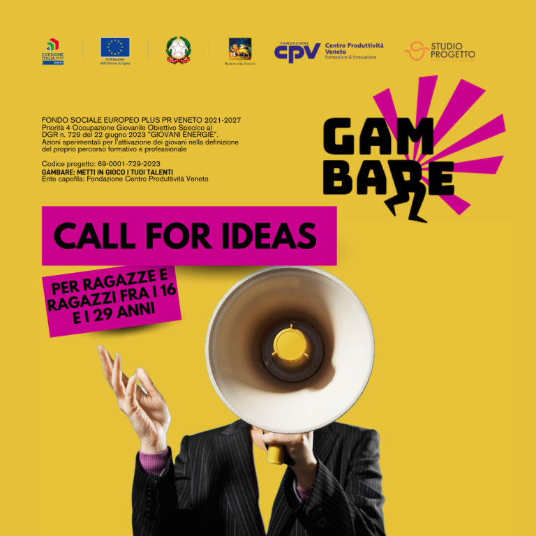 CALL FOR IDEAS – ATTIVAZIONE GENERATIVA/GAMBARE Progetto Giovani Montecchio Maggiore