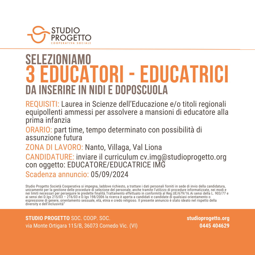 SI CERCANO EDUCATORI/EDUCATRICI Progetto Giovani Montecchio Maggiore